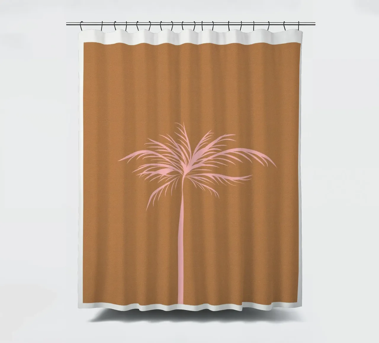 Pink Palm Tree on Terracotta Background Duschvorhang von GraceDigitalArtCo