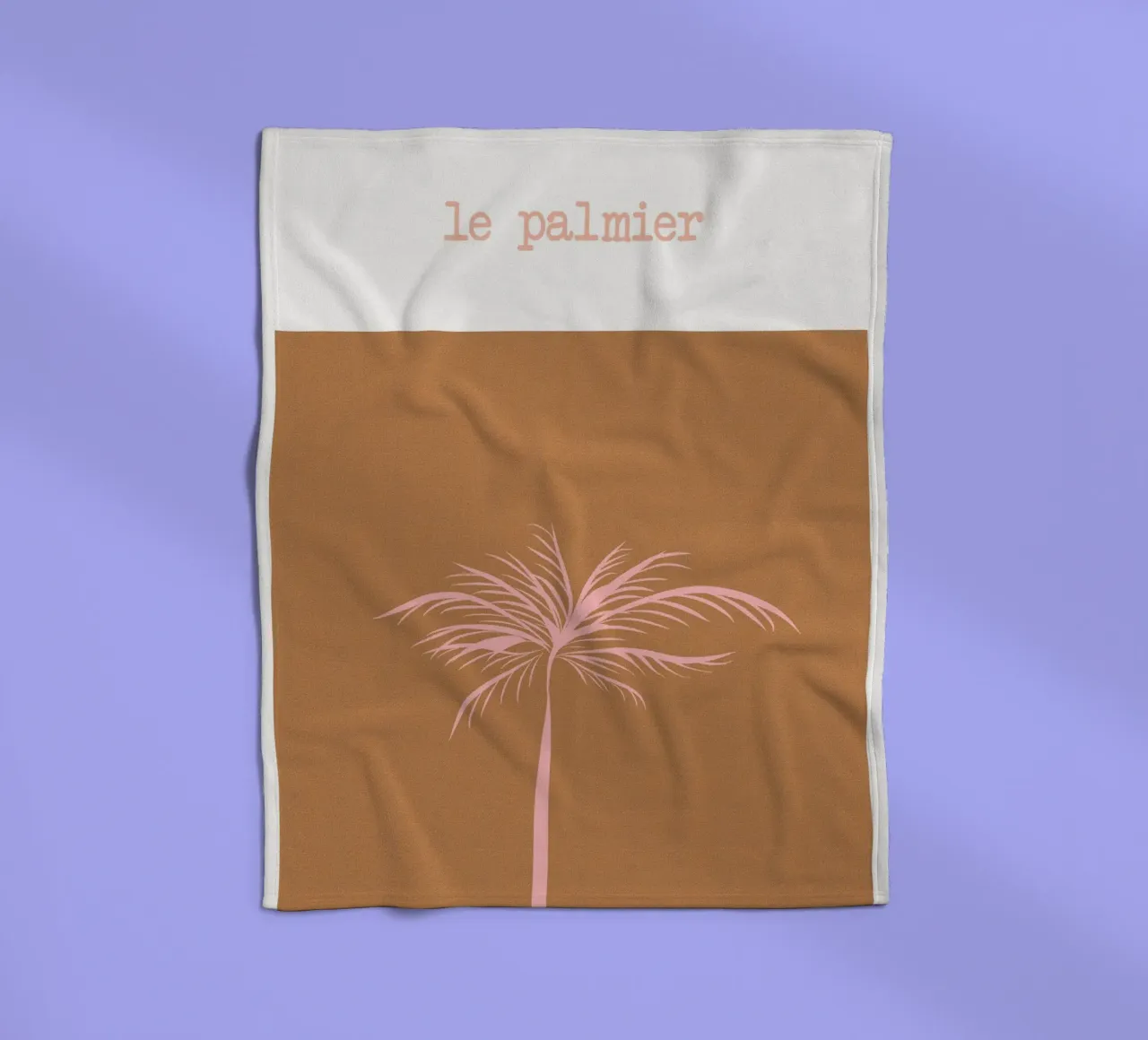 Pink Palm Tree on Terracotta Background coperta in pile da GraceDigitalArtCo