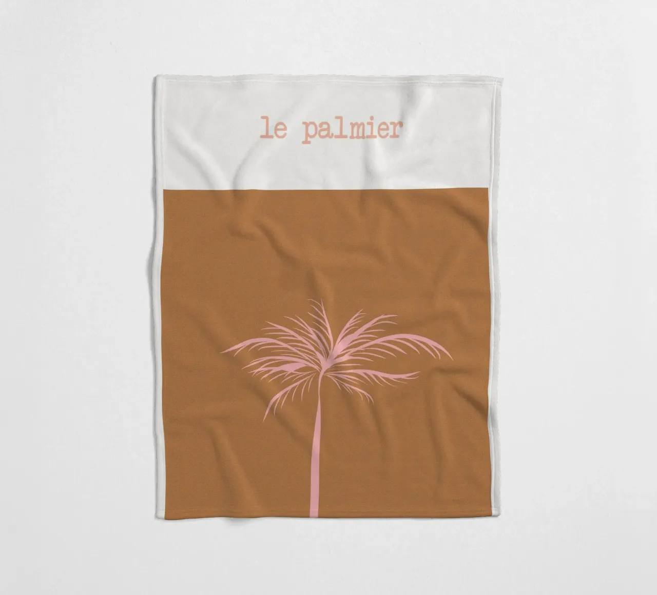 Pink Palm Tree on Terracotta Background coperta in pile da GraceDigitalArtCo