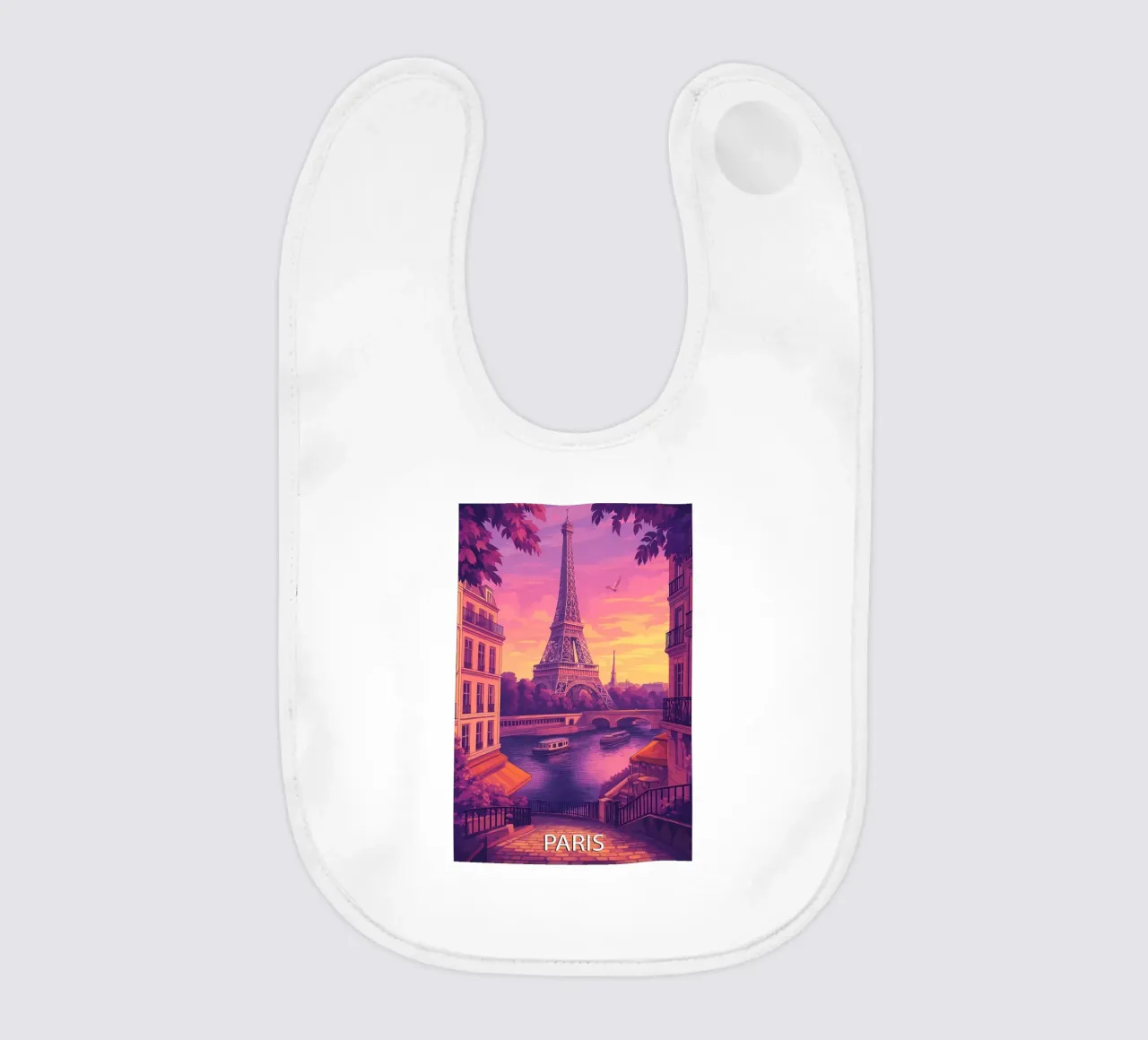 paris skyline vector painting baby bib by adzkiya