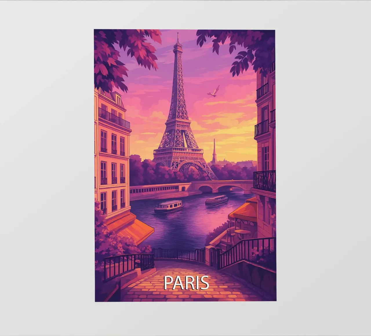 paris skyline vector painting pvc cover by adzkiya