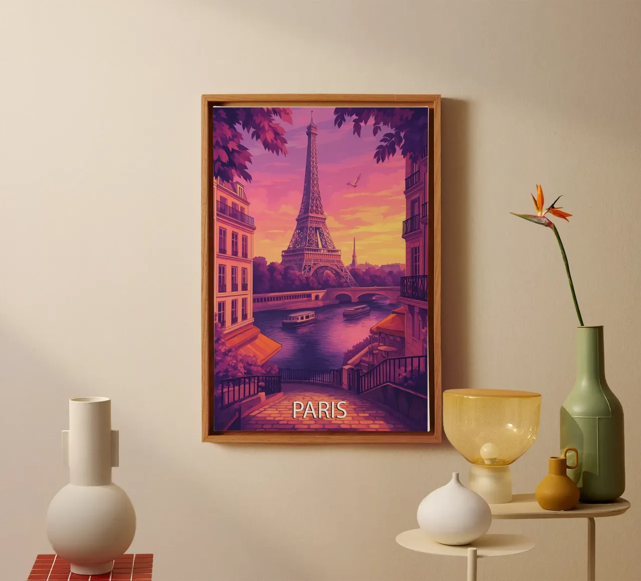 paris skyline vector painting canvas by adzkiya