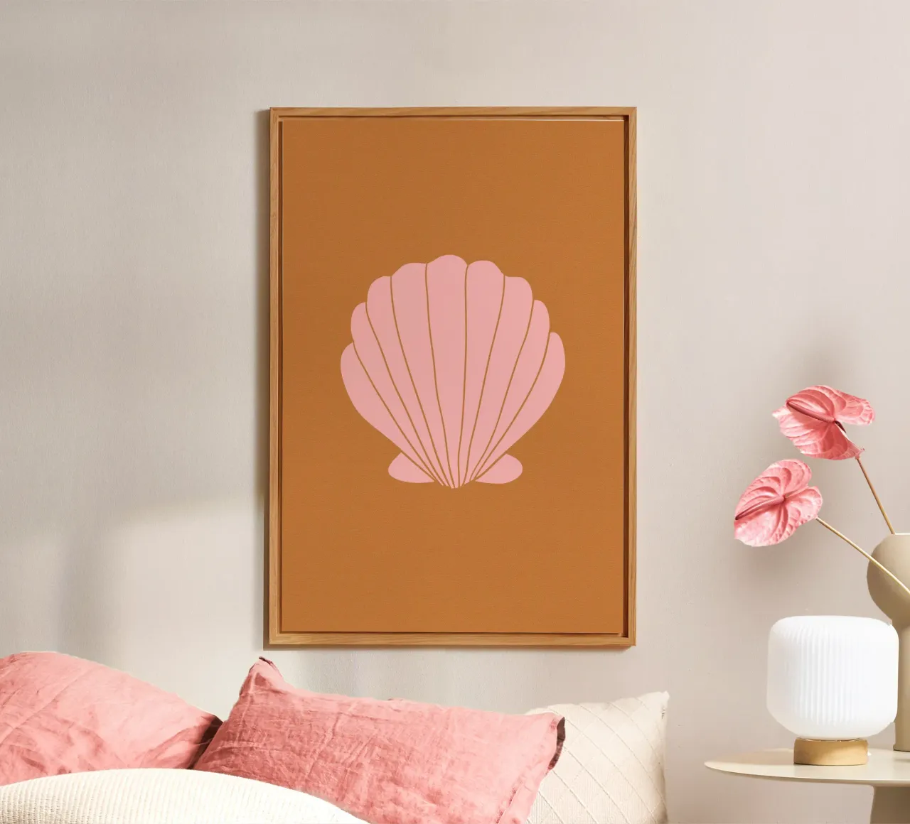 Pink Shell on Terracotta Background alluminio dibond da GraceDigitalArtCo