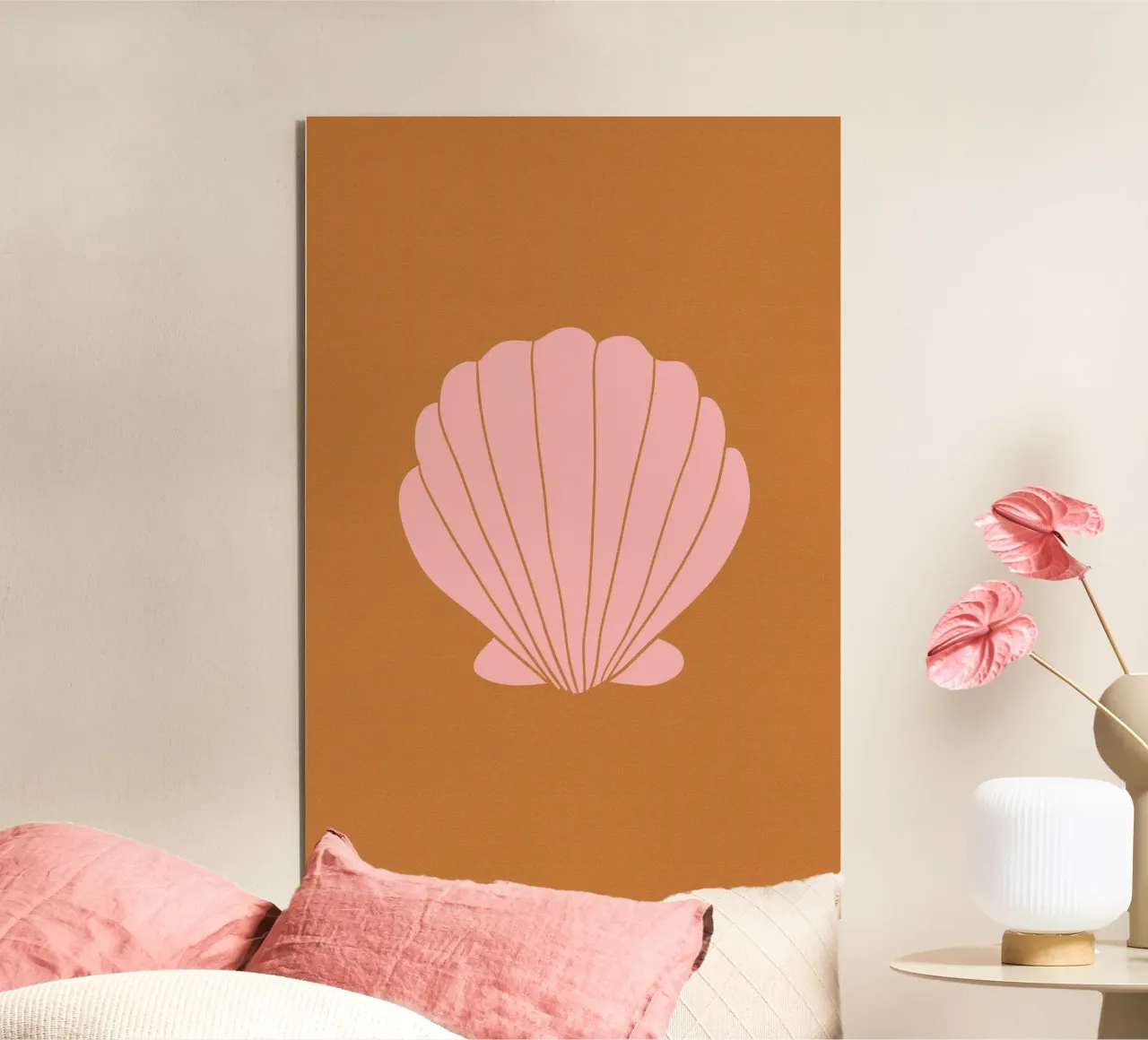 Pink Shell on Terracotta Background alluminio dibond da GraceDigitalArtCo