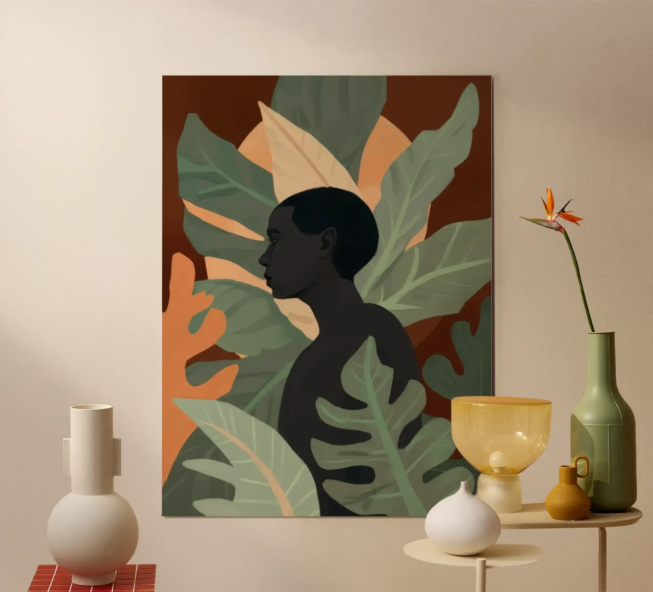 Sagoma di figura della giungla poster con telaio in legno da Lumie Layers