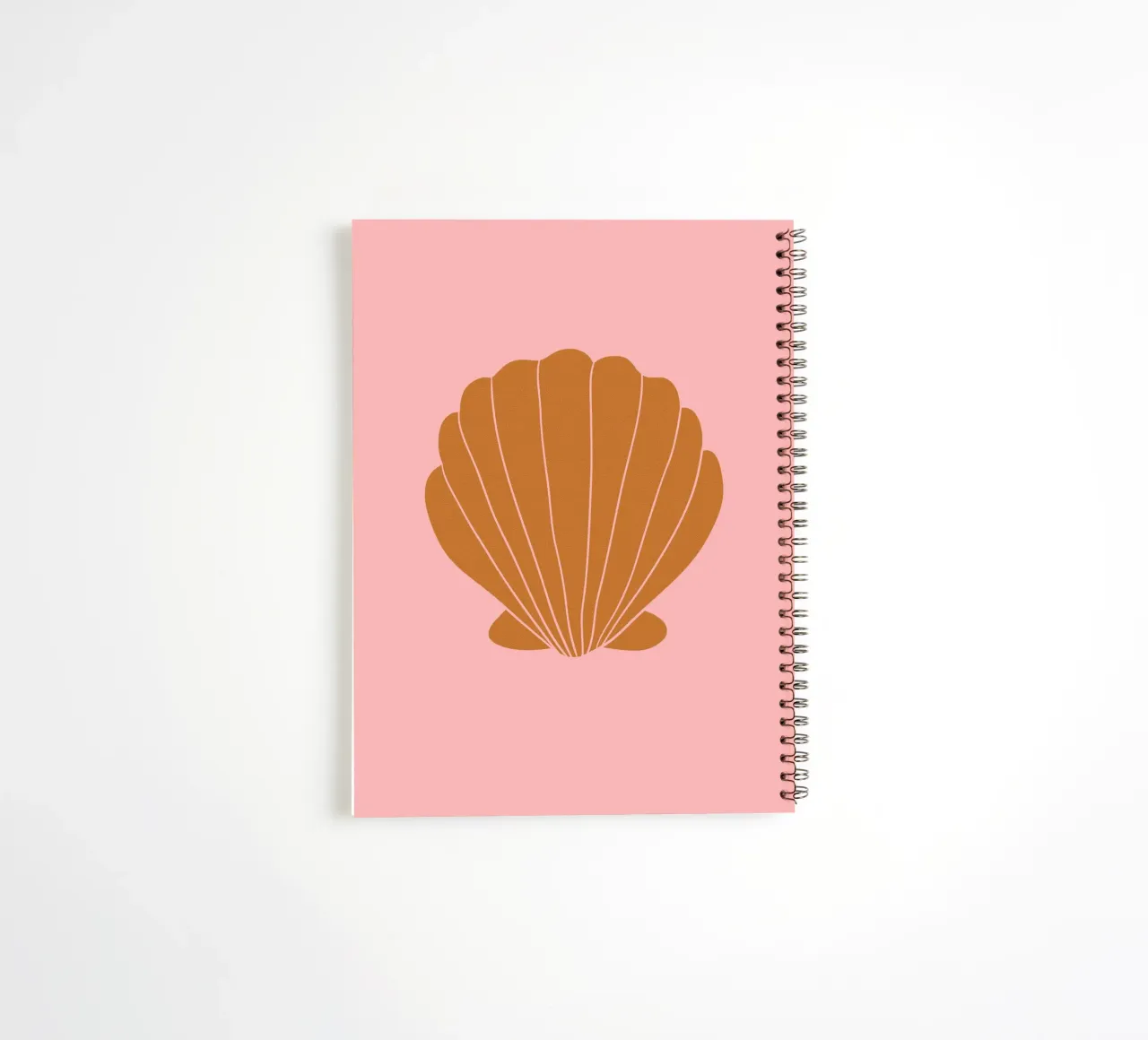 Burnt Orange Shell on Pink spiral notebook by GraceDigitalArtCo