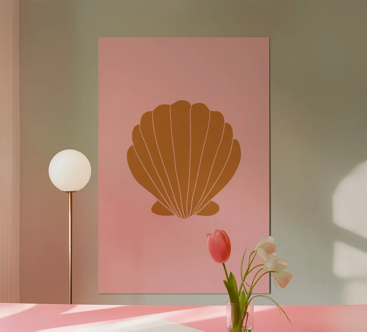 Burnt Orange Shell on Pink carta hahnemühle da GraceDigitalArtCo