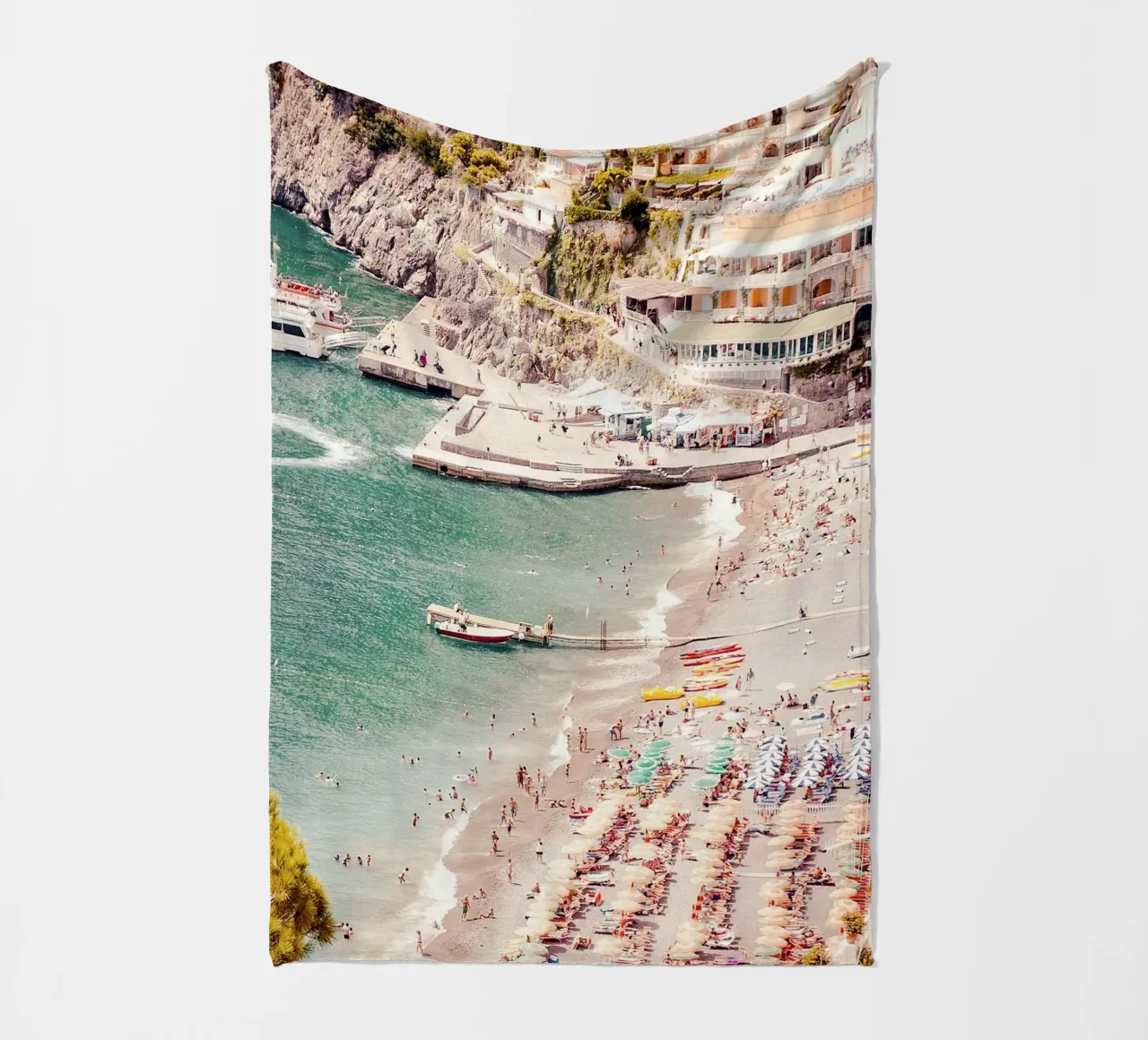 Positano Beach Photographic Coastal Summer Art coperta in pile da GraceDigitalArtCo