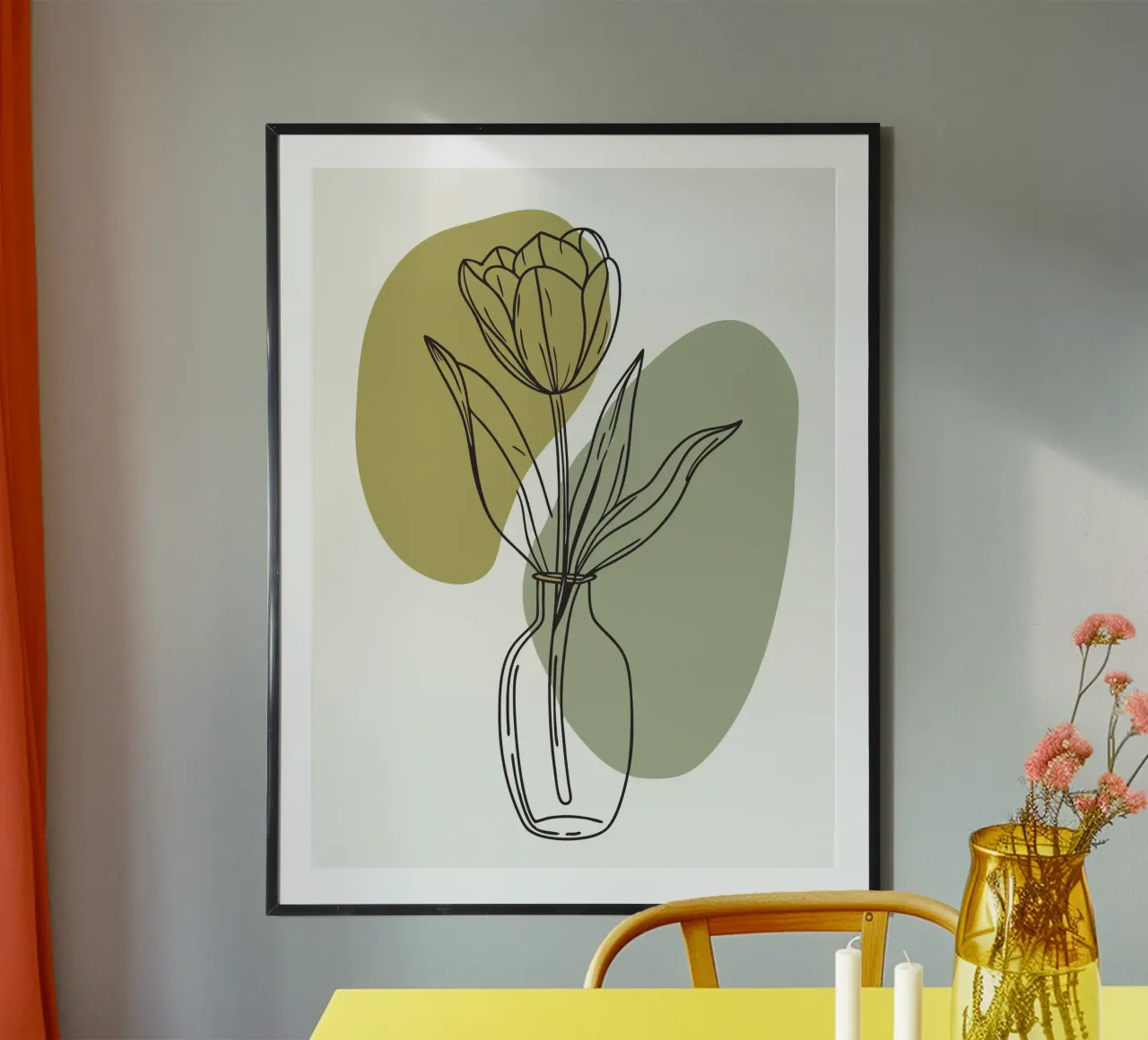 Tulipani in vaso poster con telaio in alluminio da RELAXING TOUCH