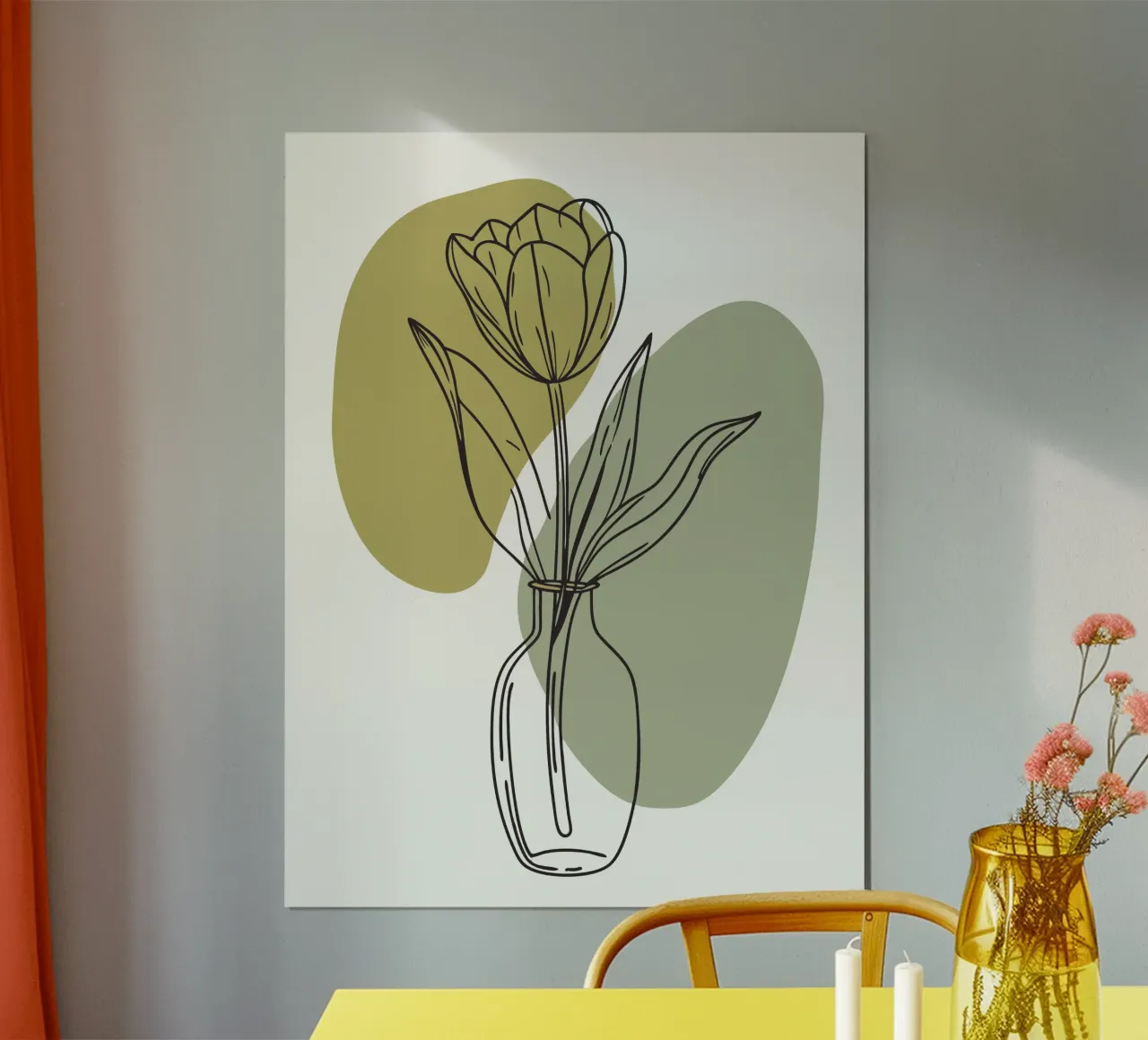 Tulipani in vaso poster con telaio in alluminio da RELAXING TOUCH