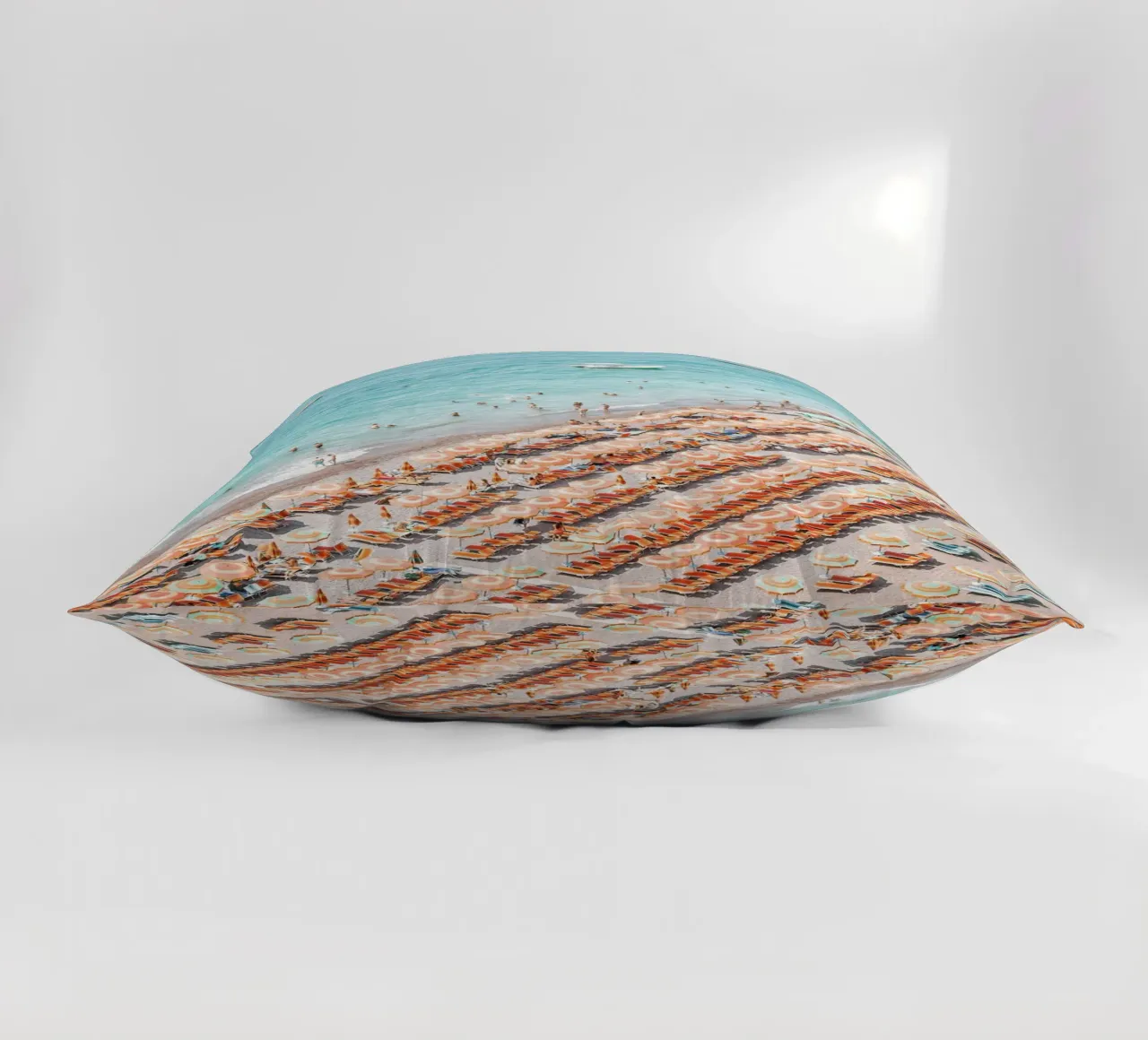 People on the Beach Positano Coastal Summer Scene cuscino da GraceDigitalArtCo