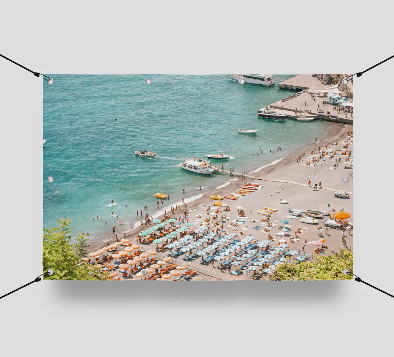 Colourful Beach Umbrellas Coastal Summer Vibes telo in pvc da GraceDigitalArtCo