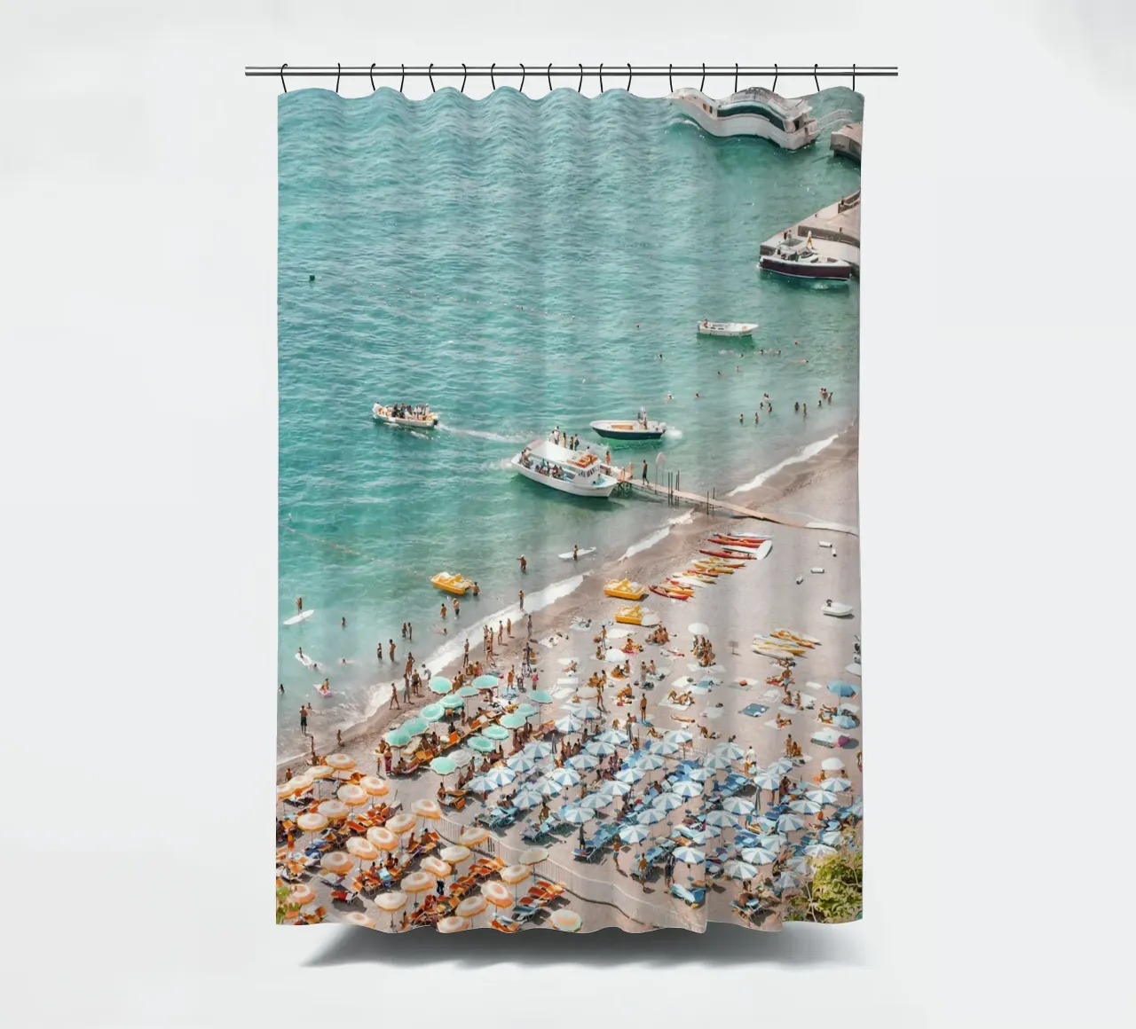 Colourful Beach Umbrellas Coastal Summer Vibes tenda da doccia da GraceDigitalArtCo