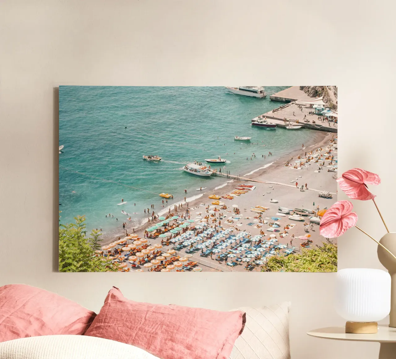 Colourful Beach Umbrellas Coastal Summer Vibes canvas by GraceDigitalArtCo
