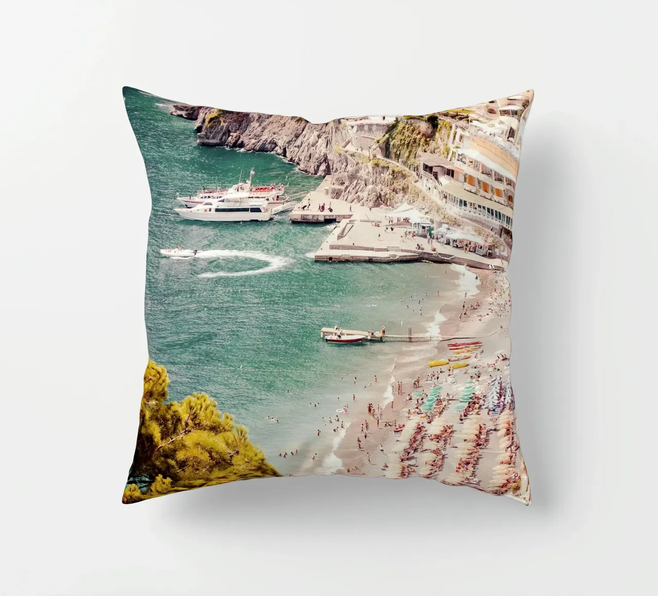 Positano Beach View - Summer coastal beach house art cuscino da GraceDigitalArtCo