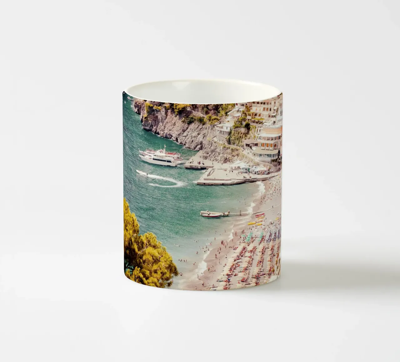 Positano Beach View - Summer coastal beach house art tazza in ceramica da GraceDigitalArtCo