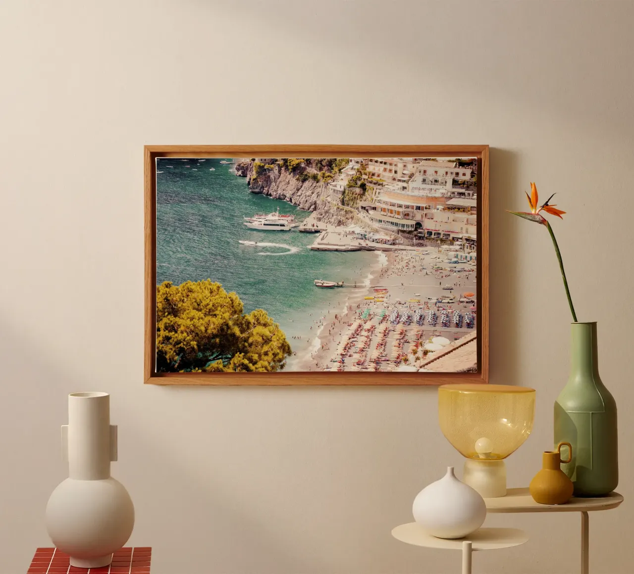 Positano Beach View - Summer coastal beach house art tela con Cornice a cassetta da GraceDigitalArtCo