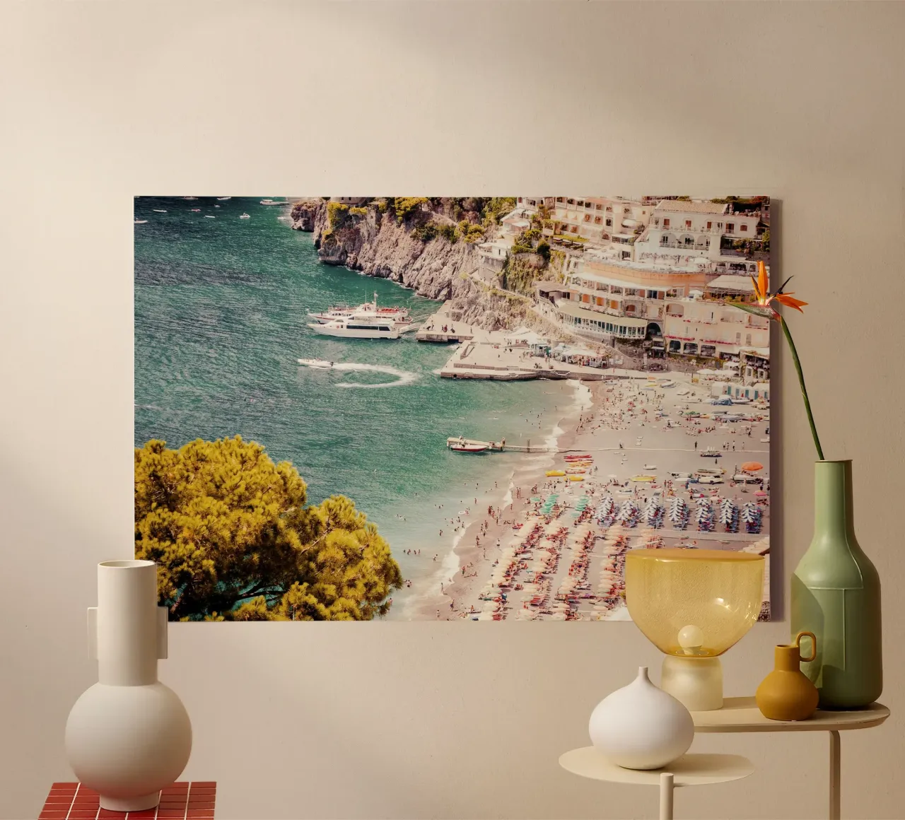 Positano Beach View - Summer coastal beach house art tela con Cornice a cassetta da GraceDigitalArtCo