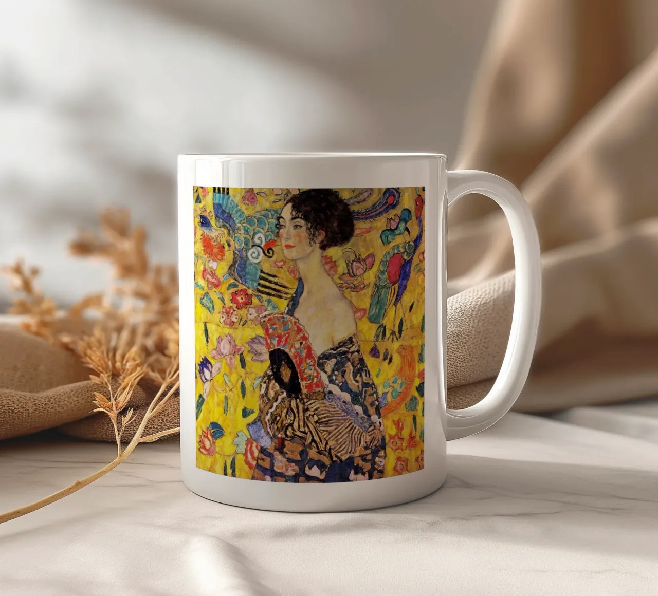 Signora con ventaglio - Gustav Klimt tazza in ceramica da Show Art