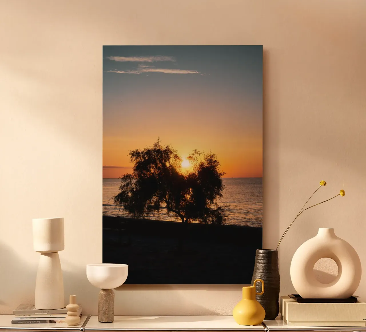Golden Rise Behind the Tree alluminio dibond da lieblu