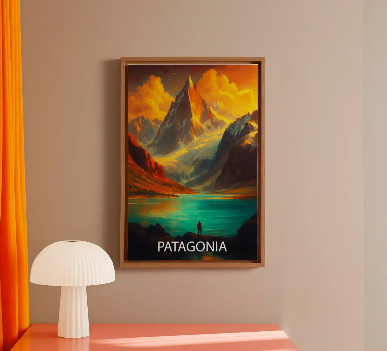 pittura vettoriale dello skyline della patagonia tela con Cornice a cassetta da adzkiya