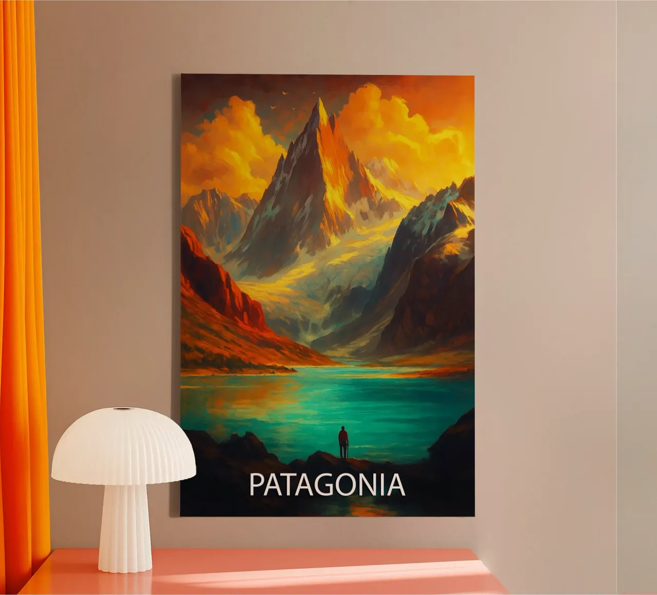 pittura vettoriale dello skyline della patagonia tela con Cornice a cassetta da adzkiya