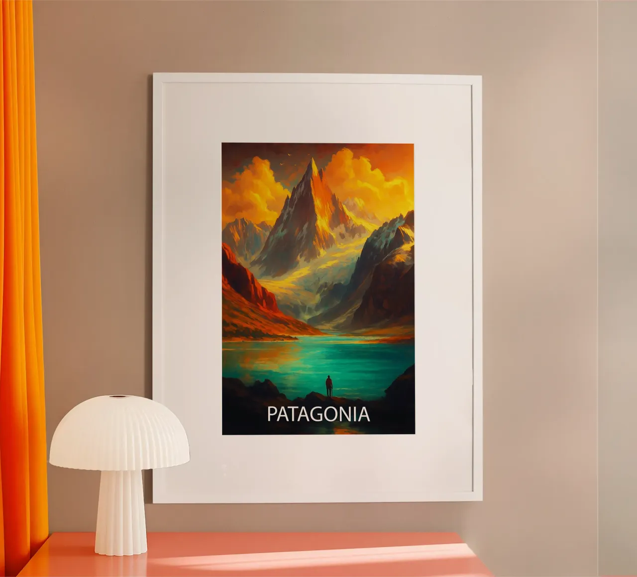 pittura vettoriale dello skyline della patagonia poster con telaio in alluminio da adzkiya