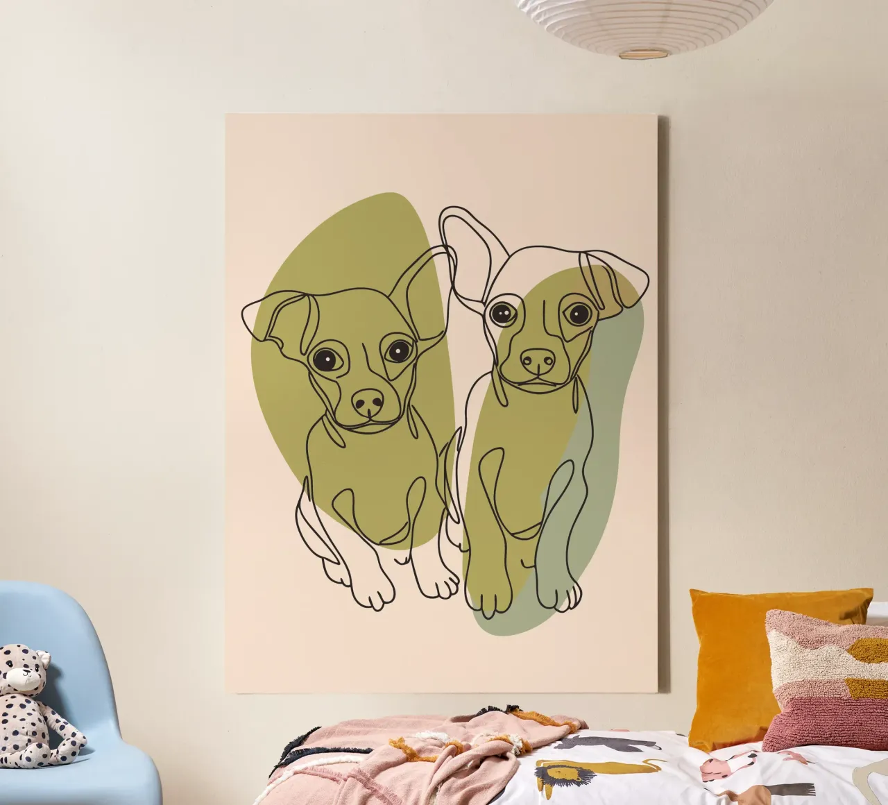 Twee Puppy's canvas met Baklijst van RELAXING TOUCH