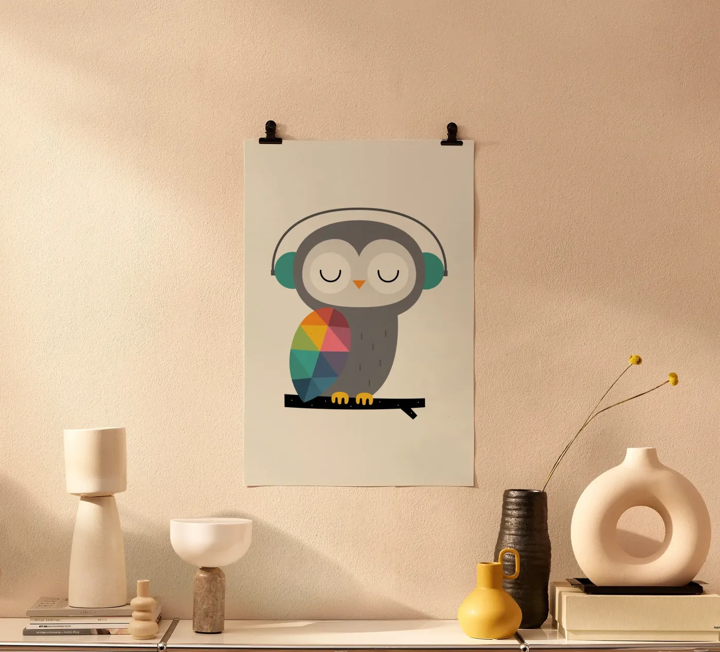 Eulenzeit Poster mit Aluminium Rahmen von Andy Westface