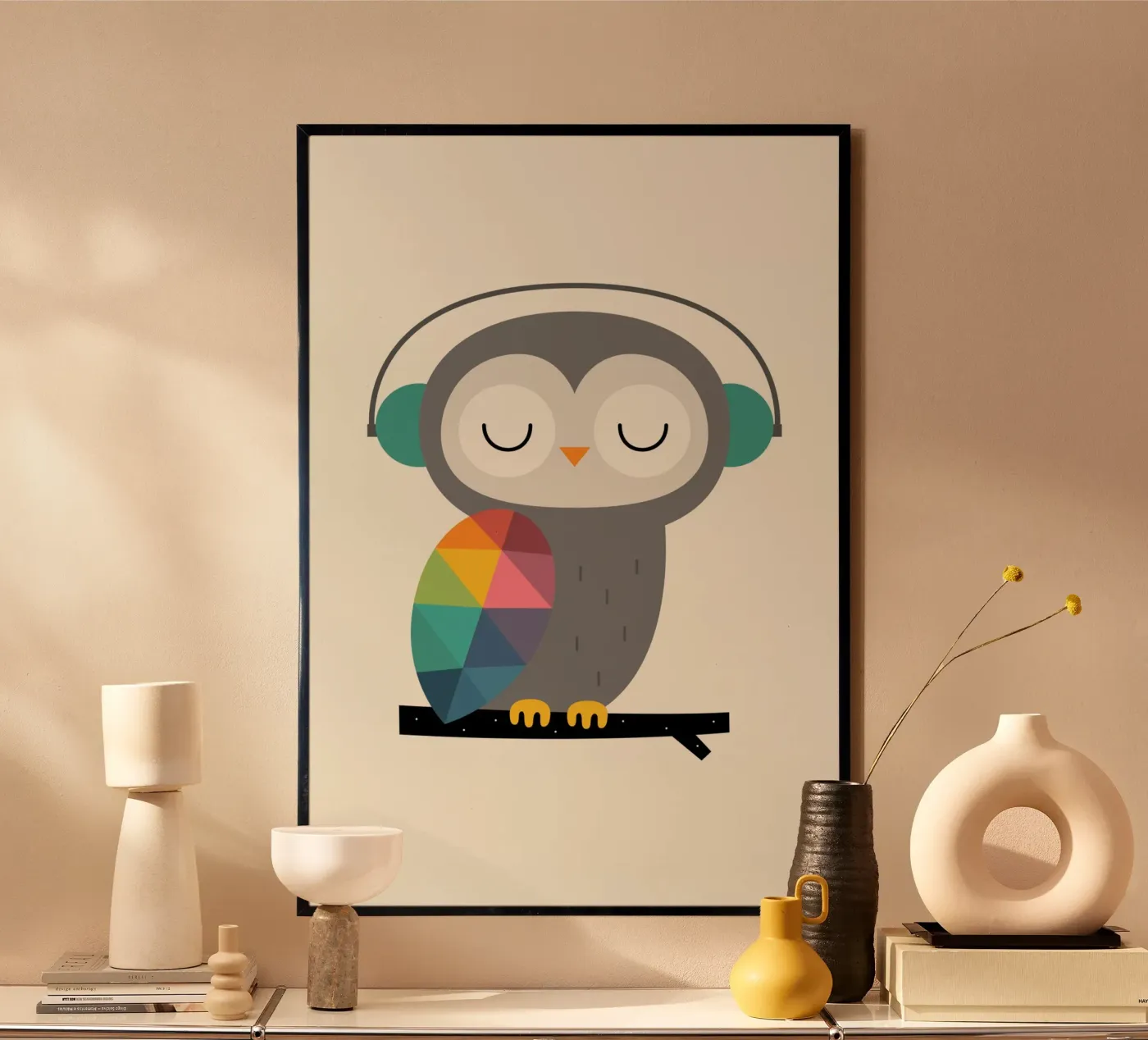 Eulenzeit Poster mit Aluminium Rahmen von Andy Westface