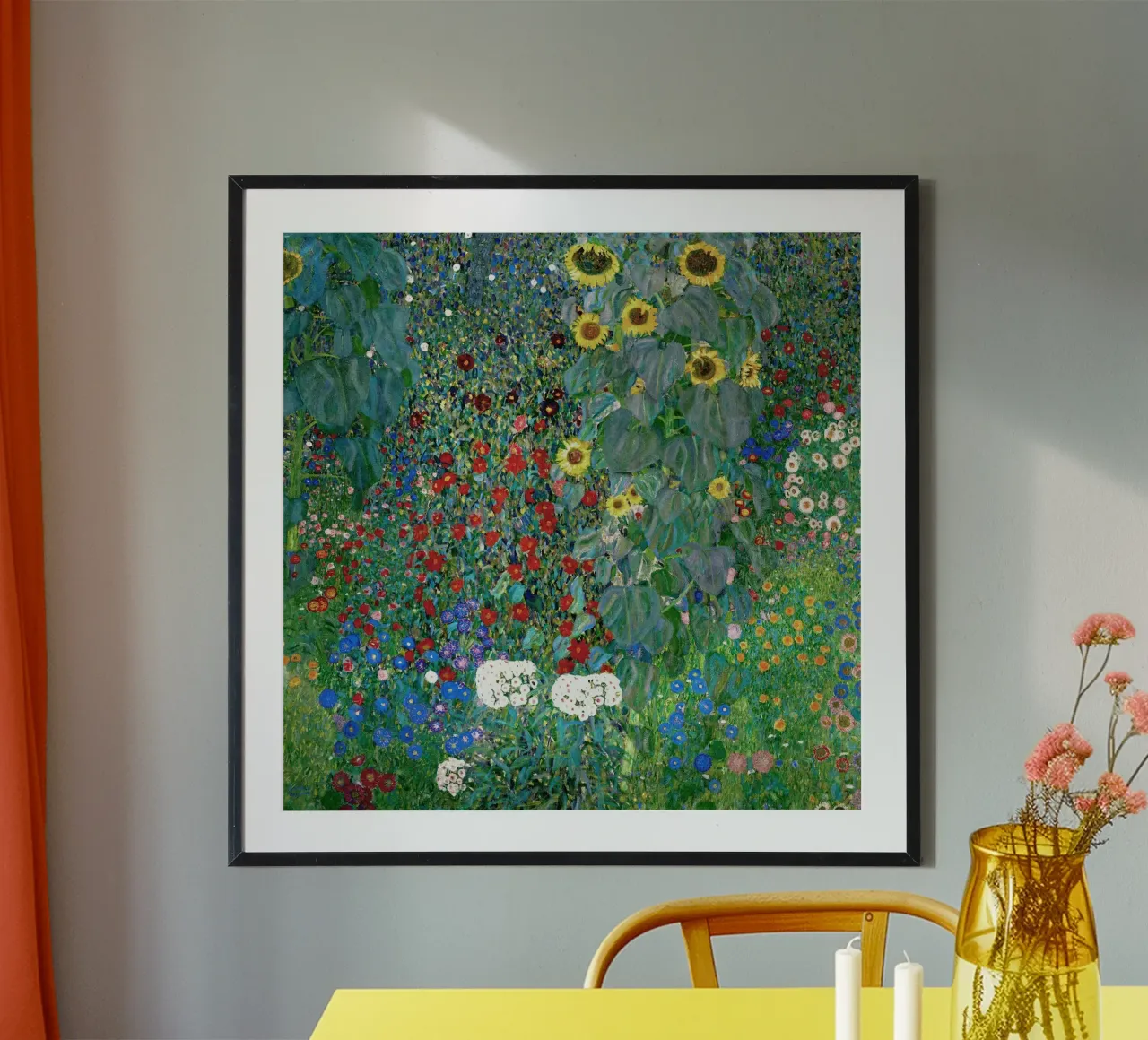 Giardino con girasoli - Gustav Klimt poster con telaio in legno da Show Art