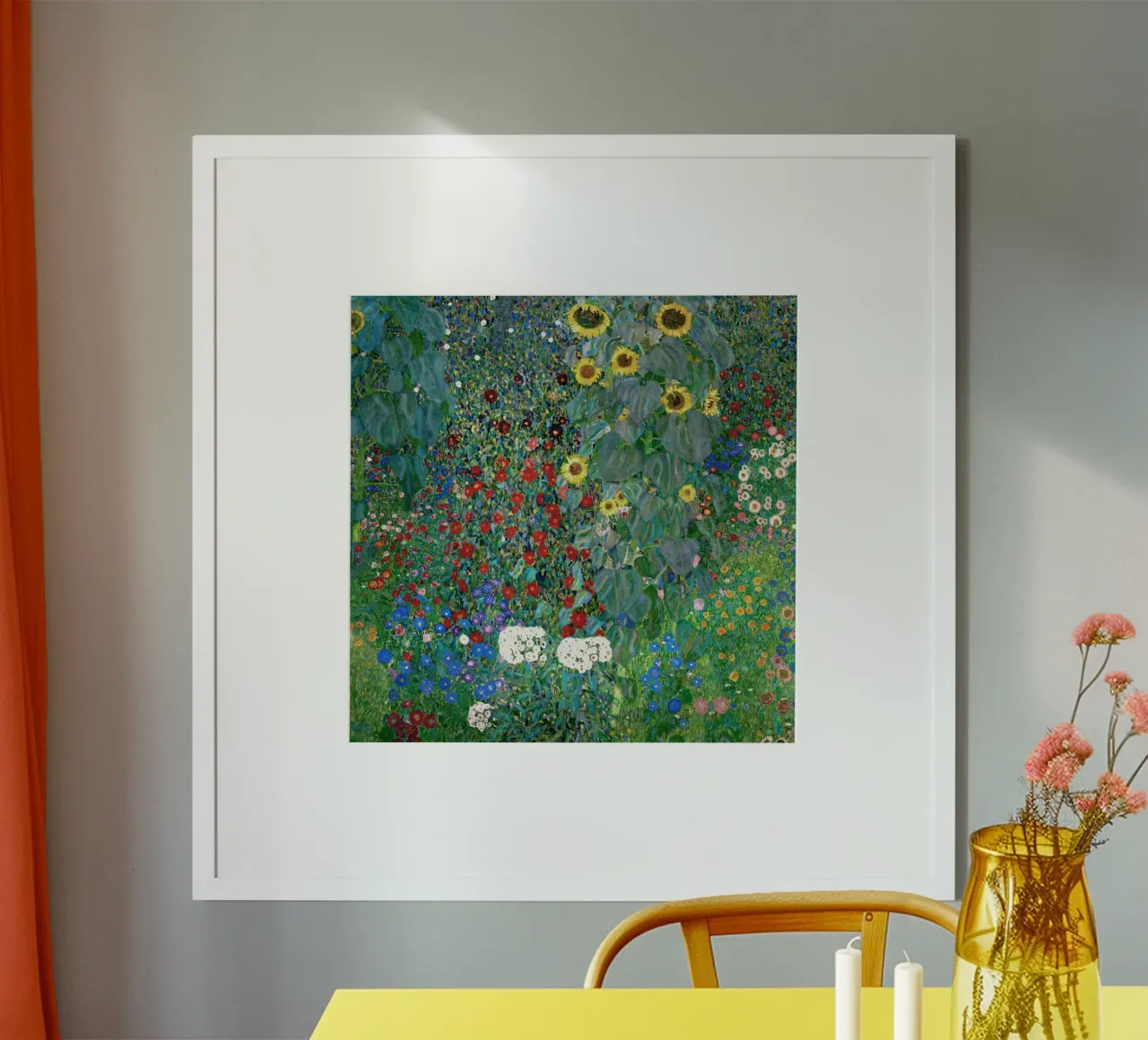 Giardino con girasoli - Gustav Klimt poster con telaio in legno da Show Art