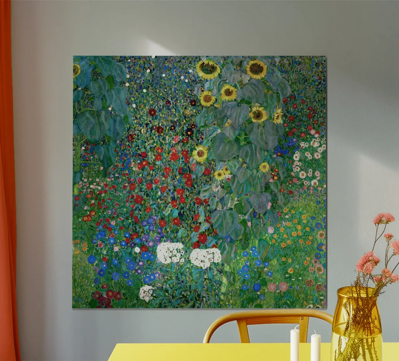 Giardino con girasoli - Gustav Klimt poster con telaio in legno da Show Art