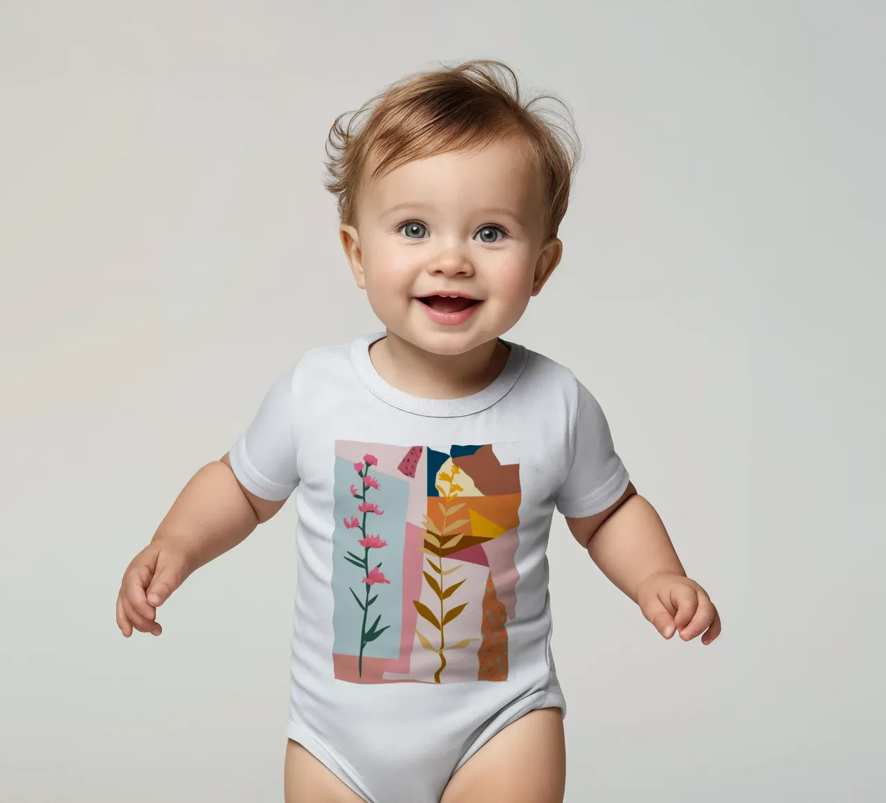 Mano geometrica floreale body neonato maniche corte da Lumie Layers