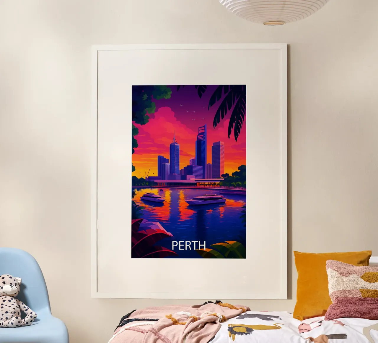 perth skyline pittura vettoriale poster con telaio in alluminio da adzkiya