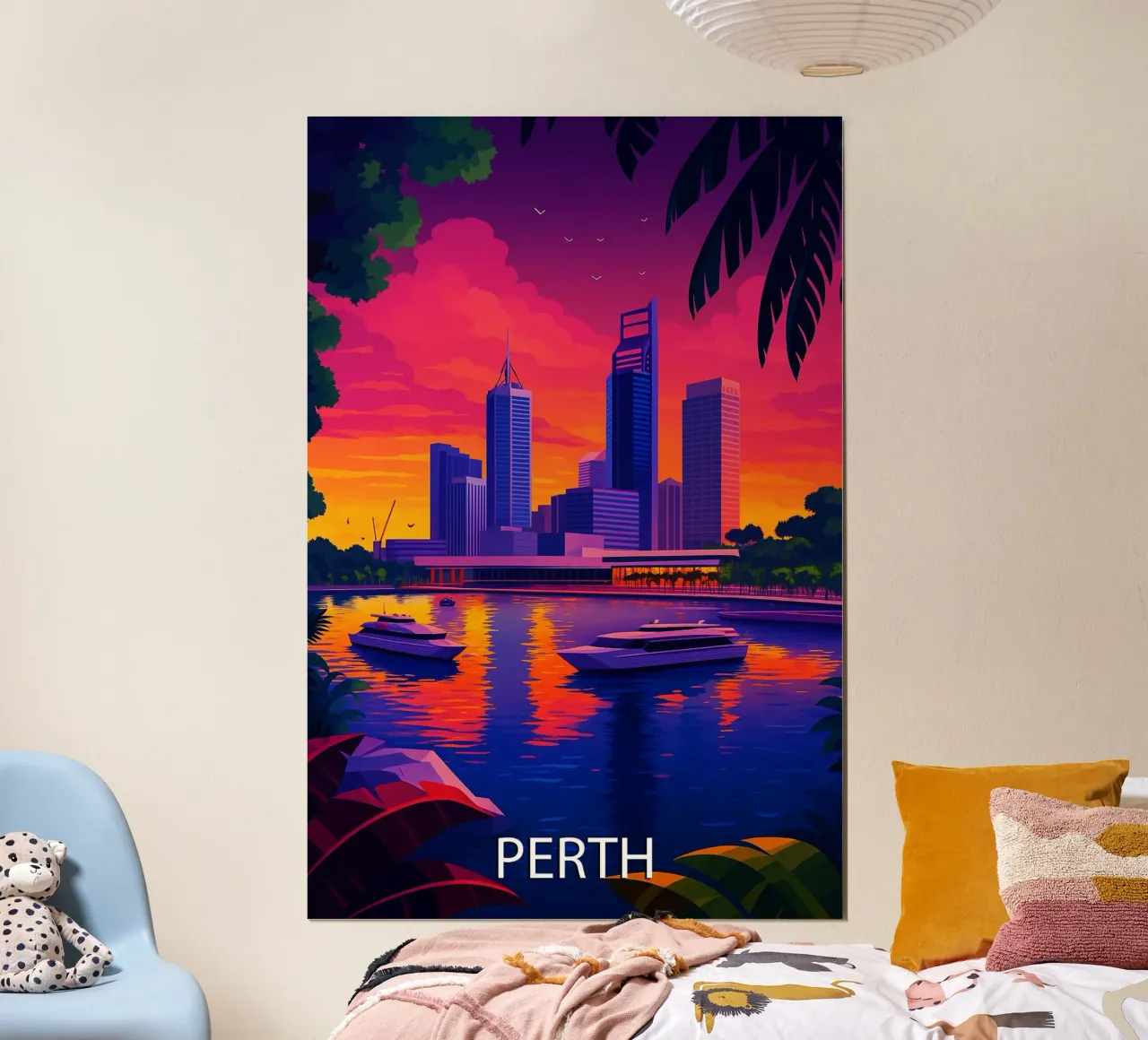 perth skyline pittura vettoriale poster con telaio in alluminio da adzkiya