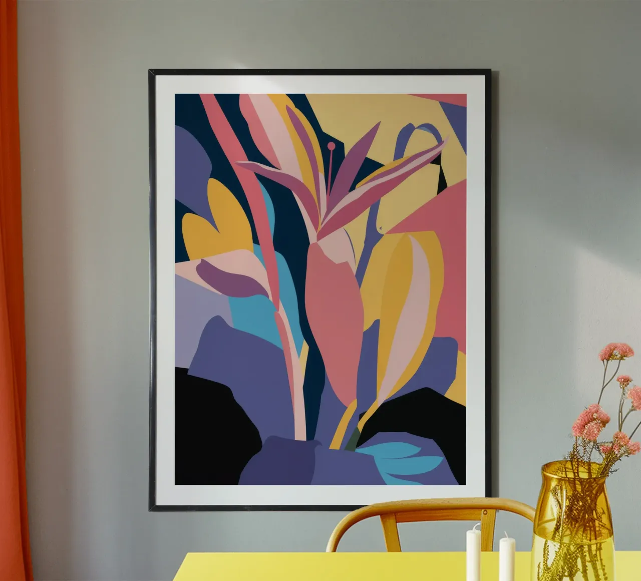 Vibrant Leaf Abstract Poster mit Holzrahmen von Lumie Layers