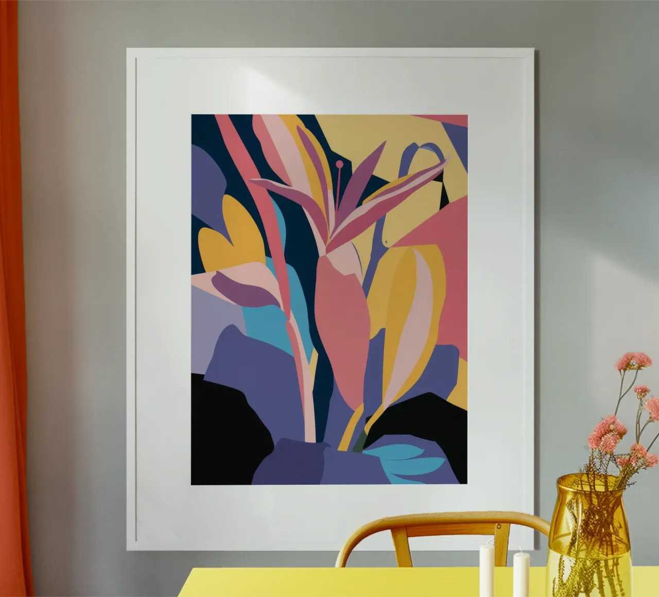 Vibrant Leaf Abstract Poster mit Holzrahmen von Lumie Layers
