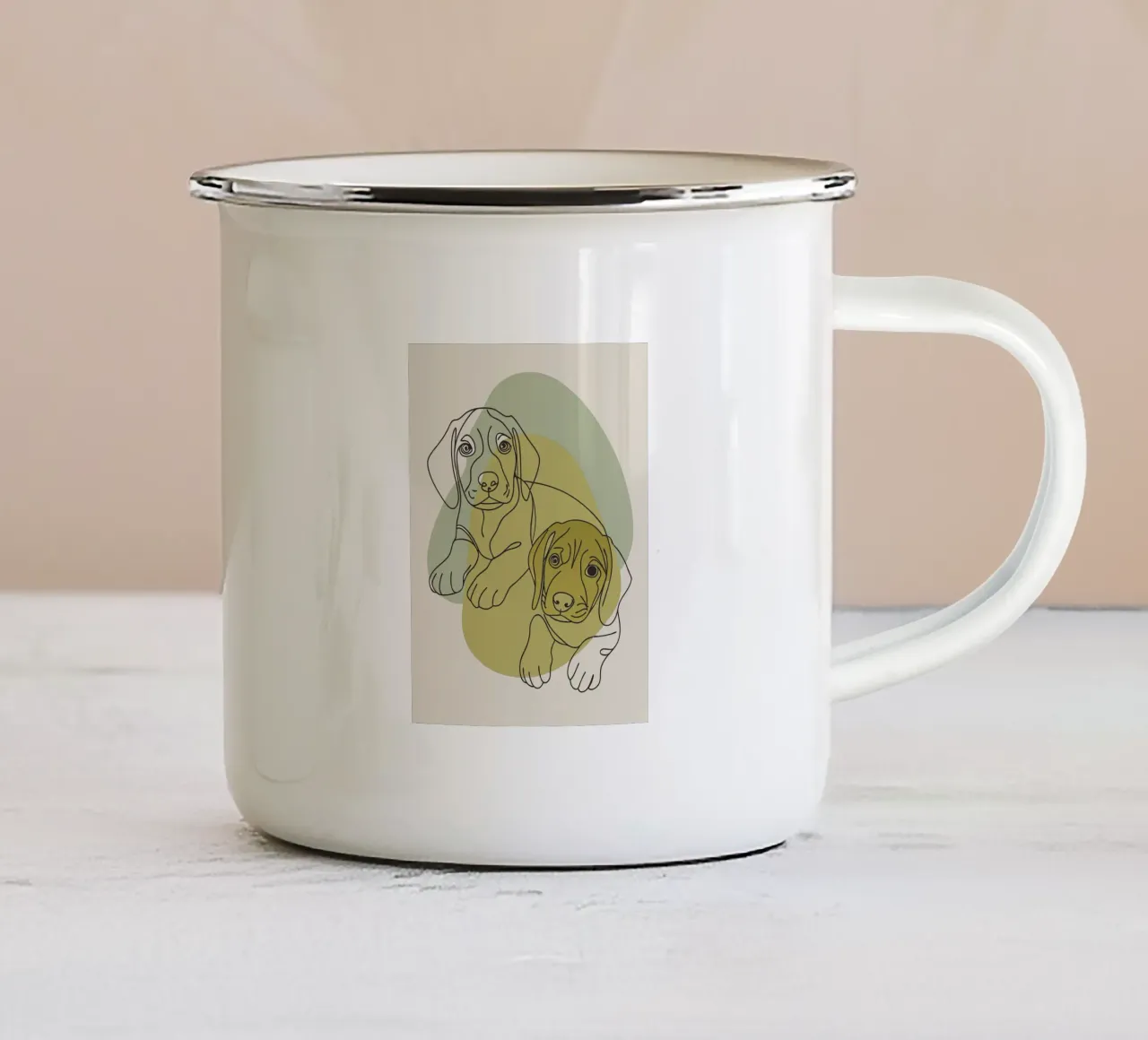 Due cuccioli tazza in smalto da RELAXING TOUCH