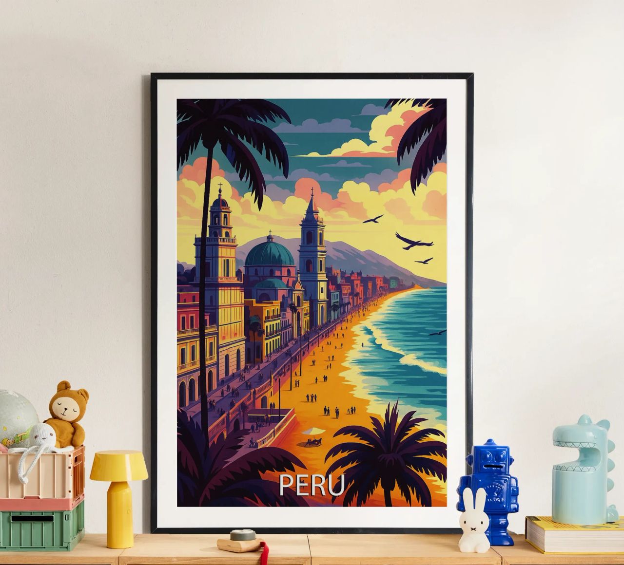 peru skyline vector painting poster de adzkiya
