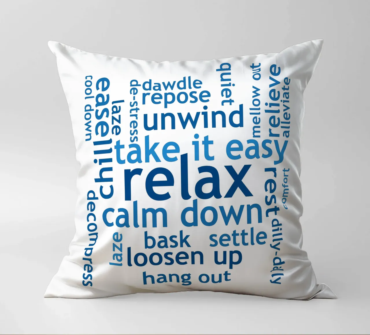 Relax Wortwolke blau Kissen von RB-Quotes