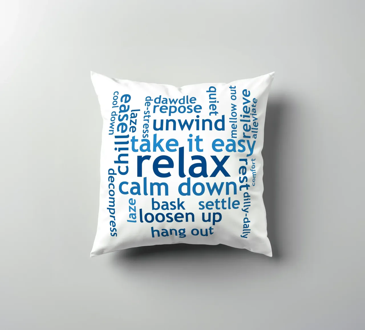 Relax Wortwolke blau Kissen von RB-Quotes