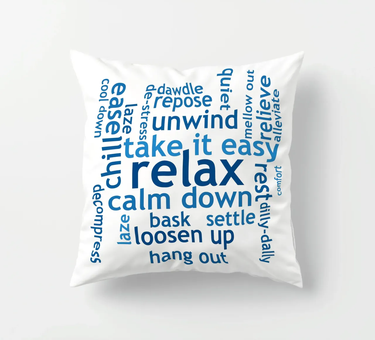 Relax Wortwolke blau Kissen von RB-Quotes