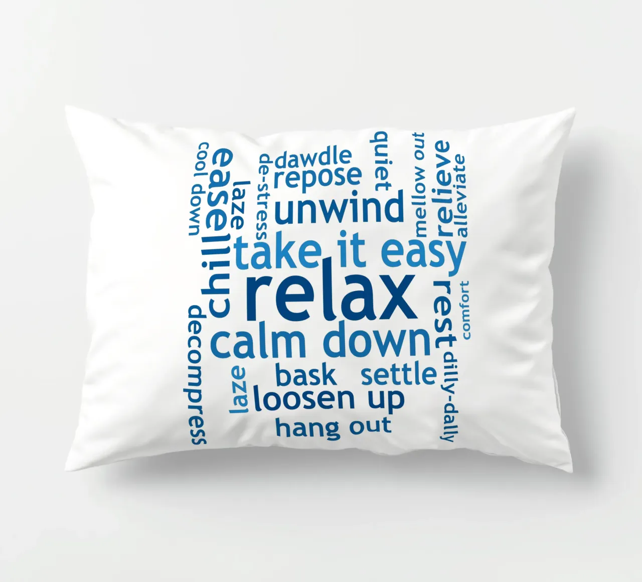 Relax Wortwolke blau Kissen von RB-Quotes
