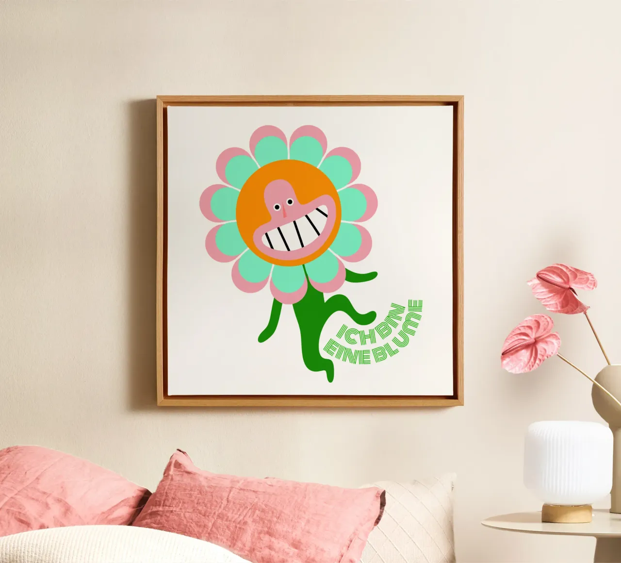 bin eine Blume canvas met Baklijst van fummelhummel