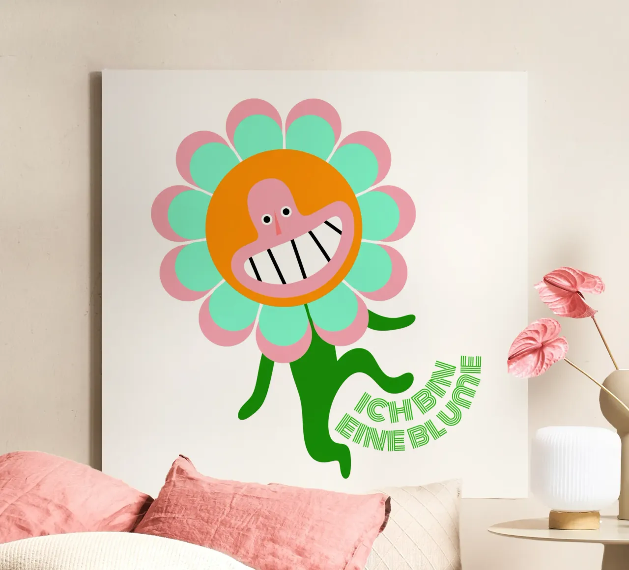 bin eine Blume canvas met Baklijst van fummelhummel