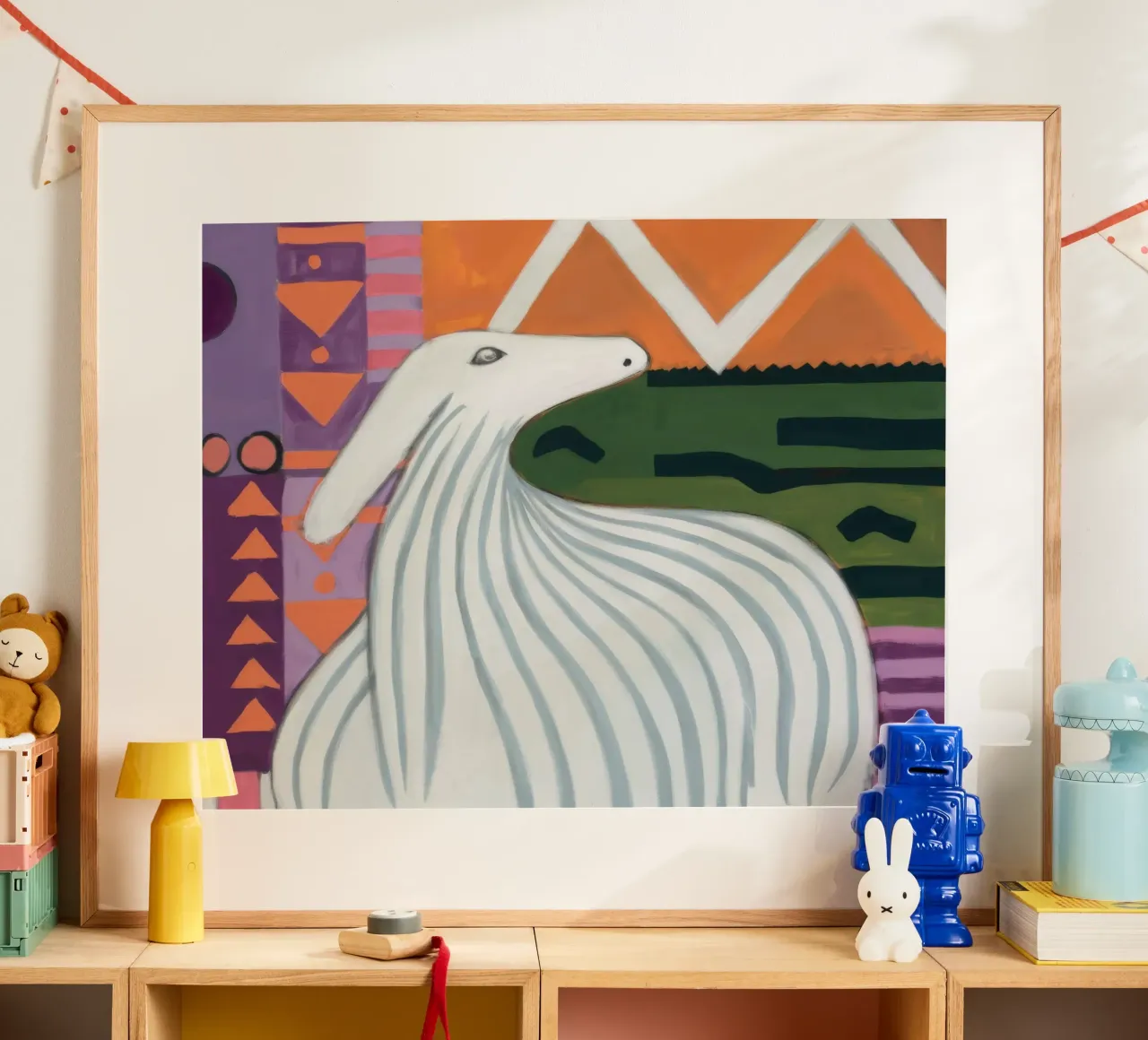 Llama Hills Sereno poster con telaio in legno da Lumie Layers
