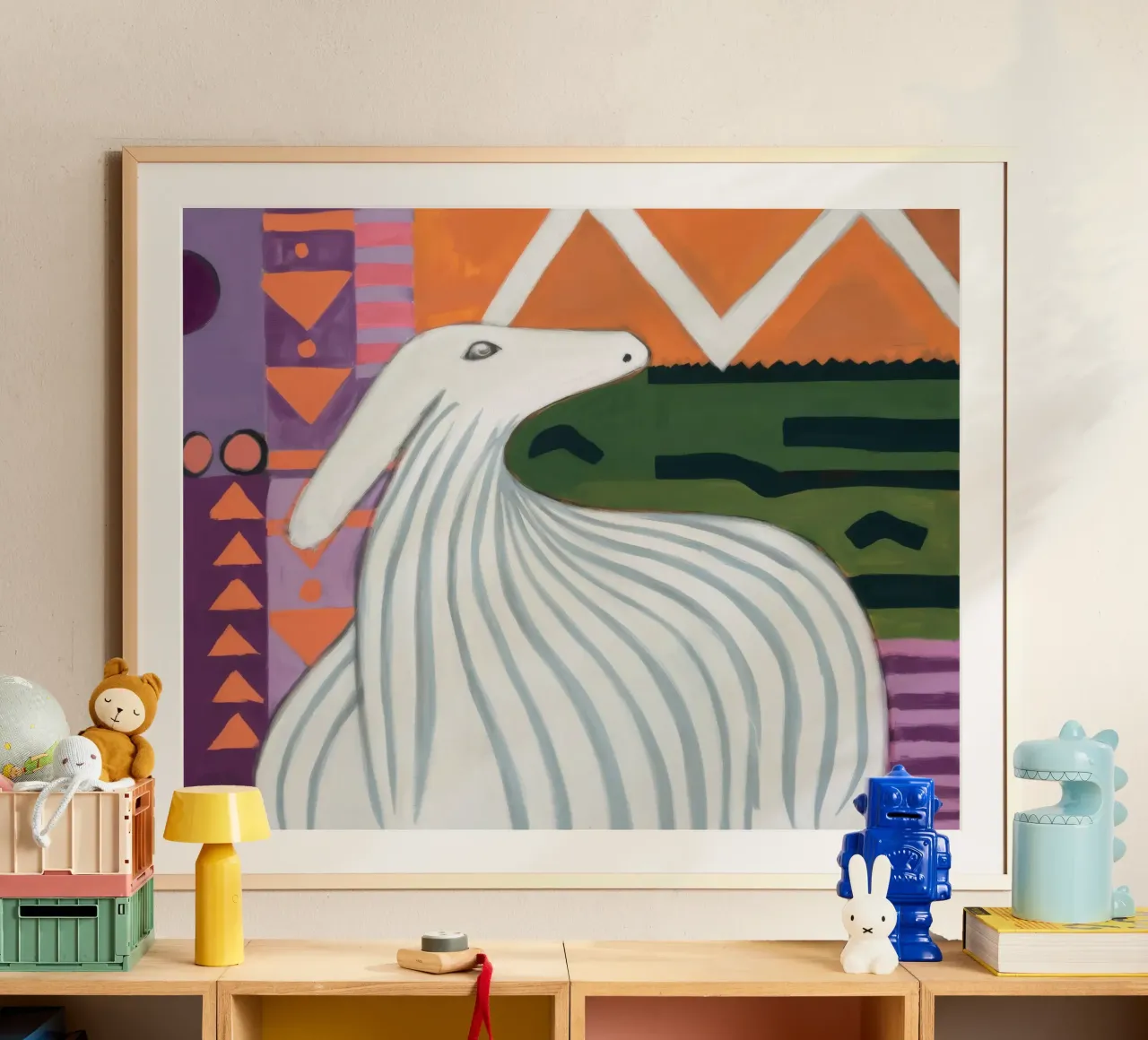 Llama Hills Sereno poster con telaio in legno da Lumie Layers