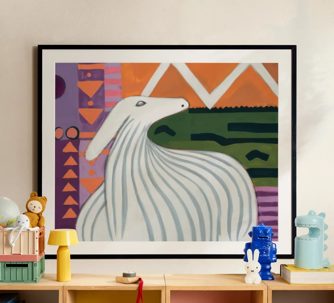 Llama Hills Sereno poster con telaio in legno da Lumie Layers