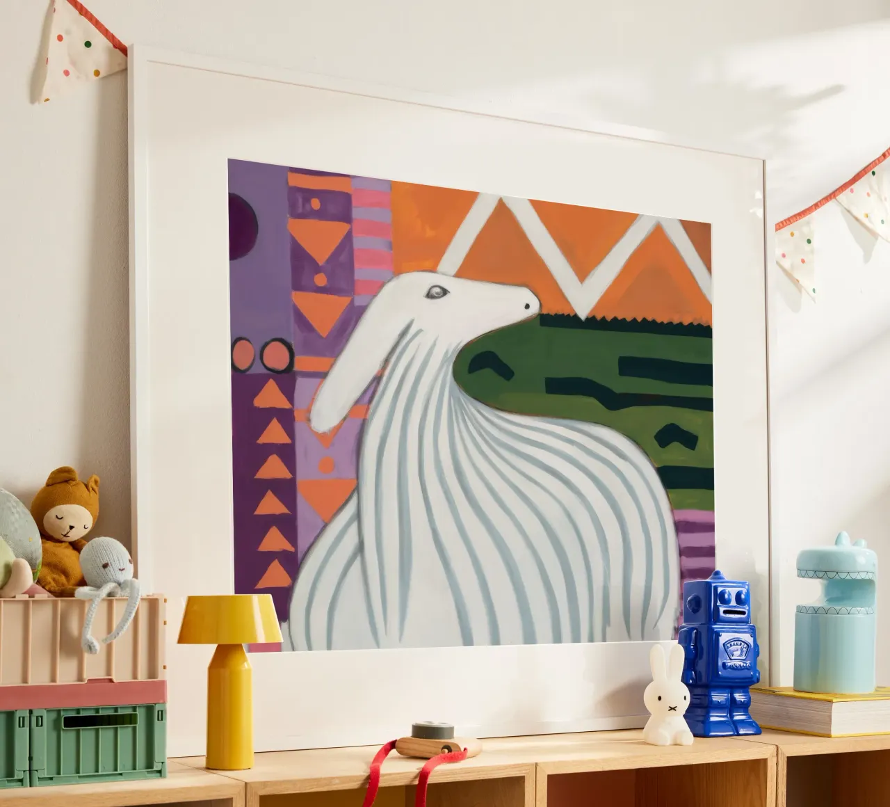 Llama Hills Sereno poster con telaio in legno da Lumie Layers